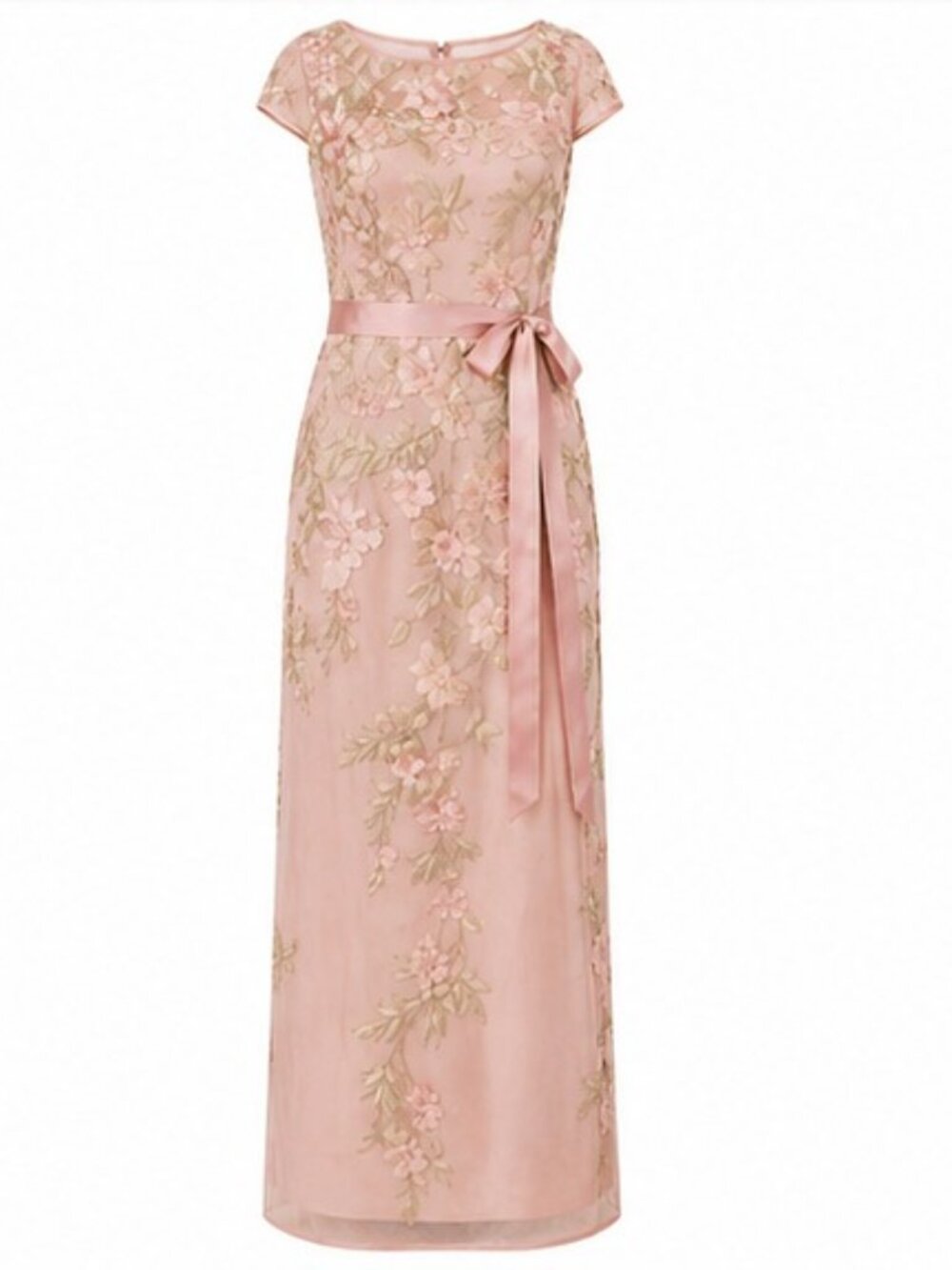 ADRIANNA PAPELL Blush Floral Embroidered Column Gown Size 10 NWT Formal Luxury - Picture 4 of 6